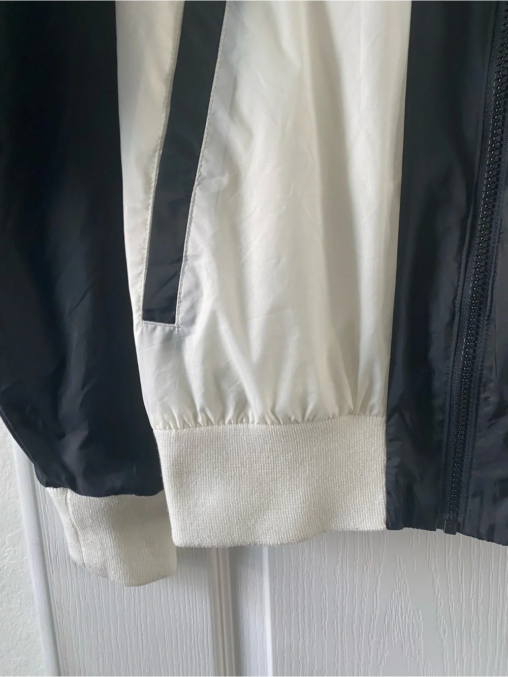 Jordan Flight MVP Black Off White Nylon Varsity Streetwear Y2K Bomber Jacket S